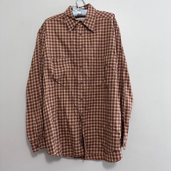 Ermenegildo Zegna brown fall plaid button down size L - Picture 2 of 10